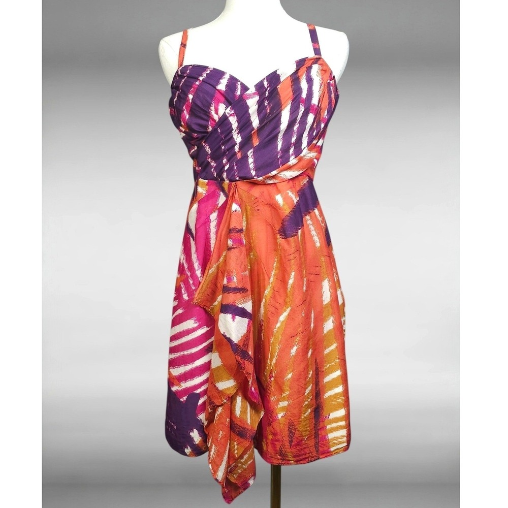 Banana‎ Republic Silk Blend Abstract Tropical Dress Sunset Resortcore Womens 8